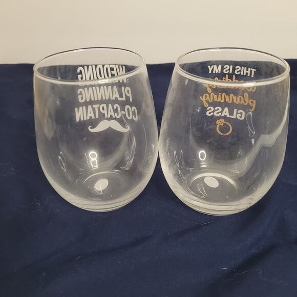 Wedding Planning Stemless Wine Glasses Set - Picture 4 of 7